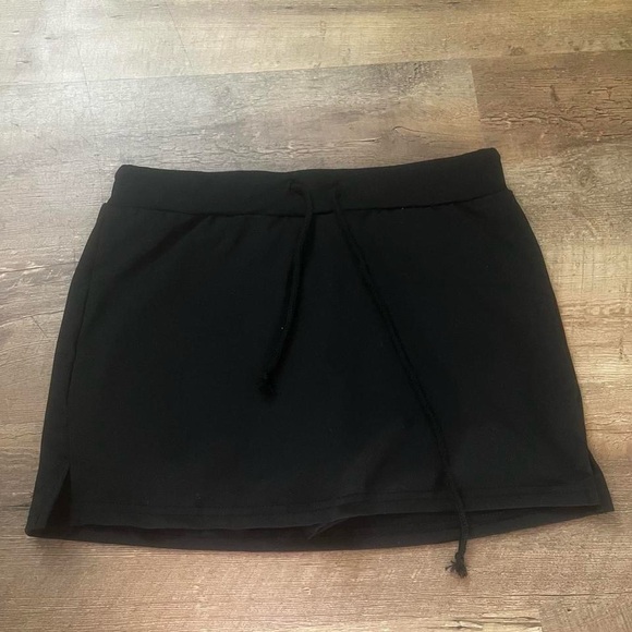 Black Mini Skirt with Drawstring - Picture 1 of 3